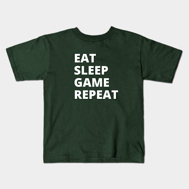 Eat Sleep Game Repeat - Funny Video Gamer Lover Merch Kids T-Shirt by Sonyi